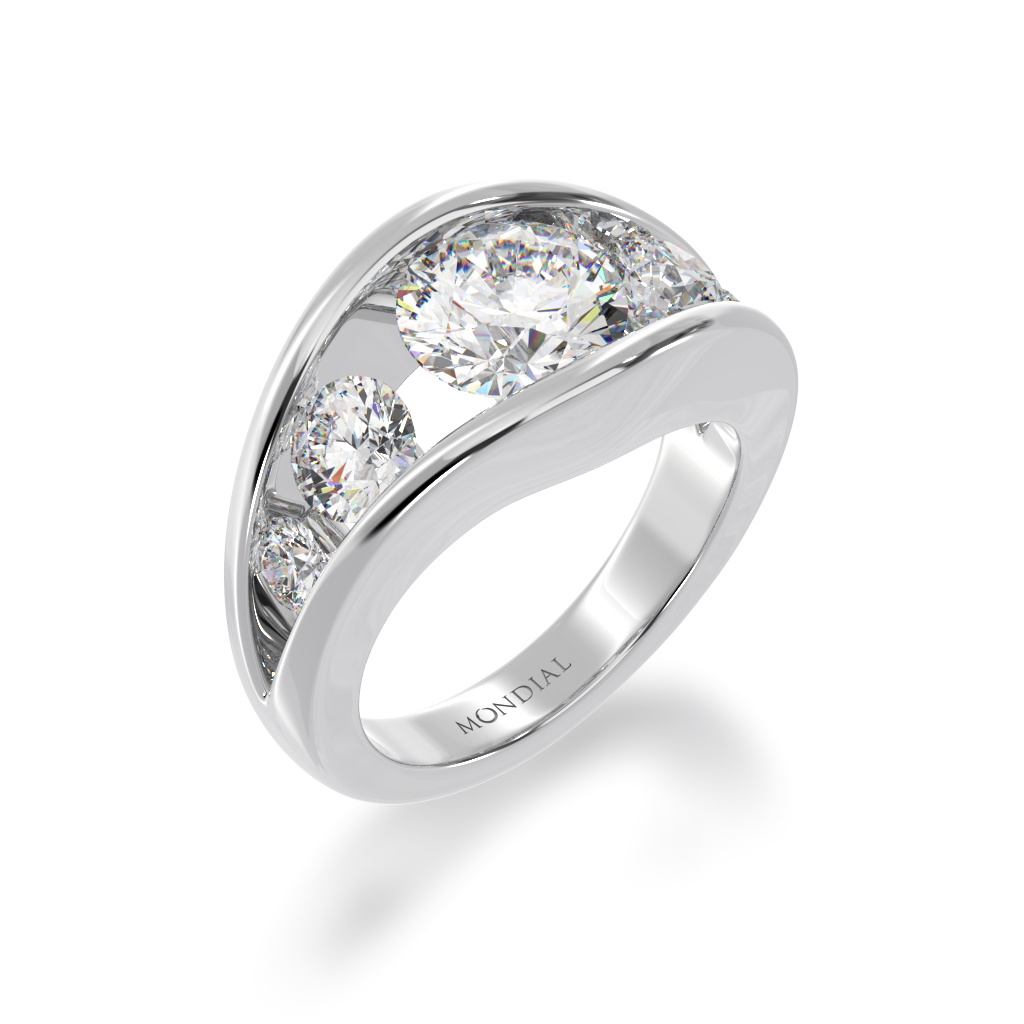 Flame design round brilliant cut diamond five stone ring in white