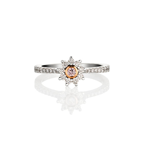 Argyle pink diamond and white diamond ring