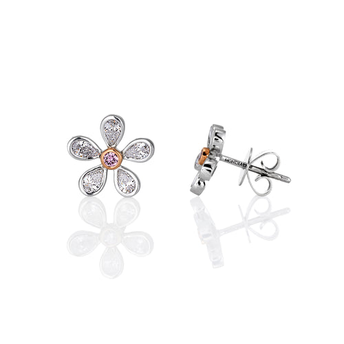Argyle Pink diamond halo stud earrings