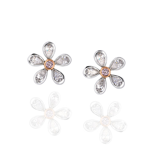 Argyle Pink diamond halo stud earrings
