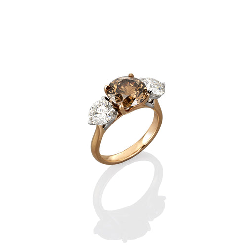 Argyle Cognac Diamond and White Diamond Trilogy ring