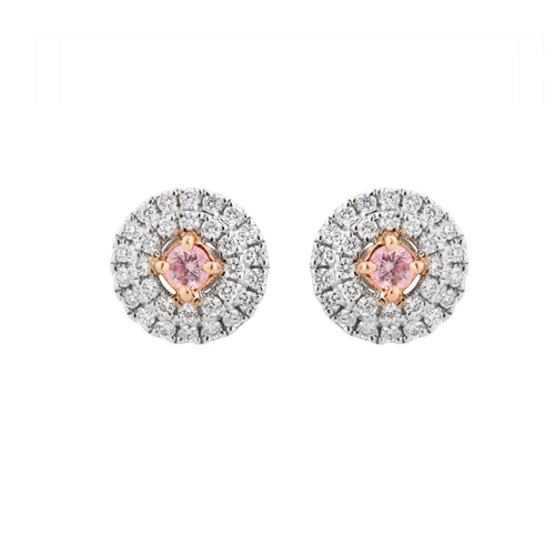 Argyle Pink diamond halo stud earrings