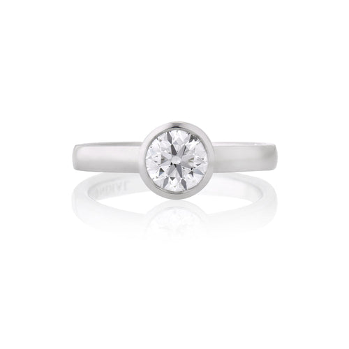 Bezel set white diamond Engagement ring