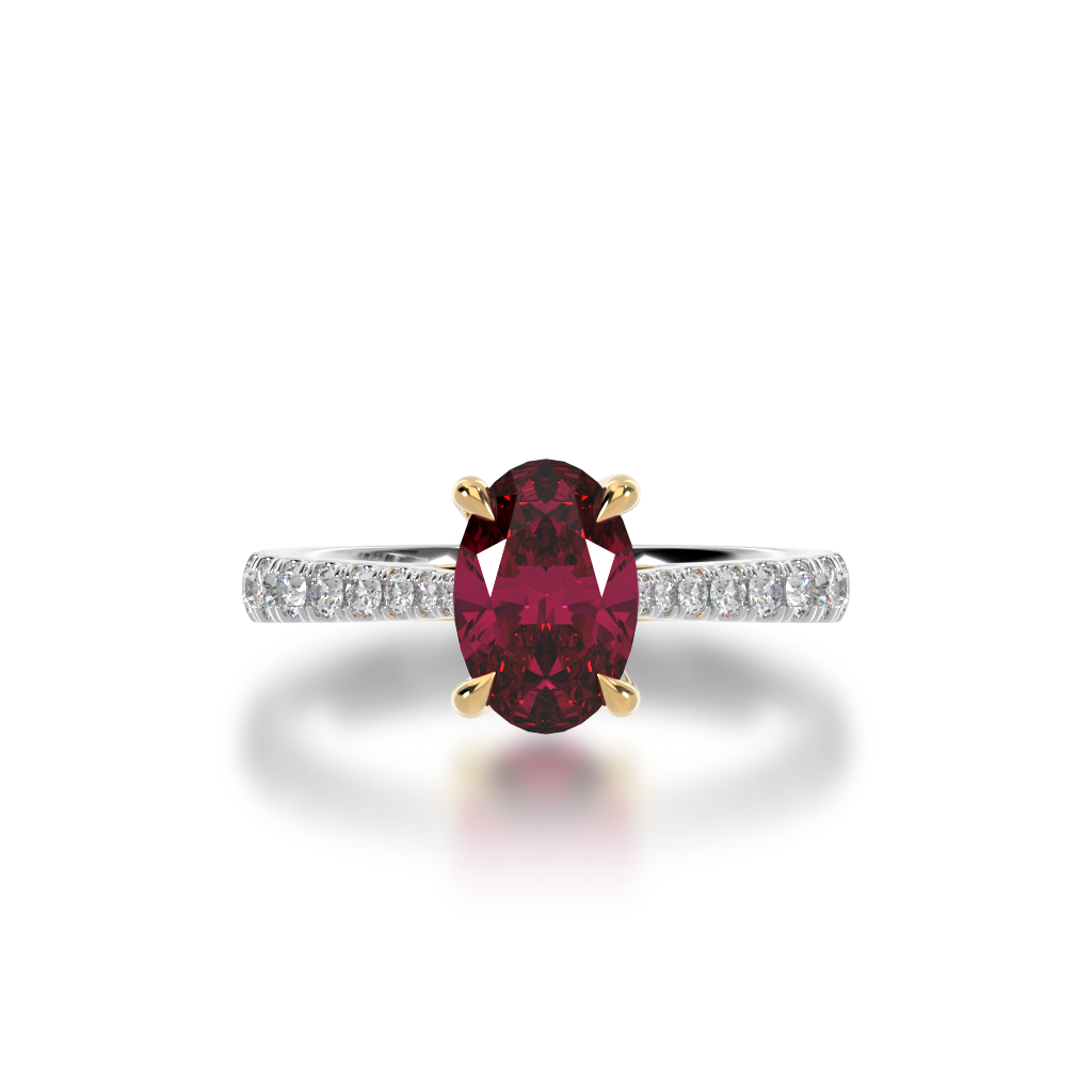 Oval cut Ruby on a diamond set band – Mondial by Nadia