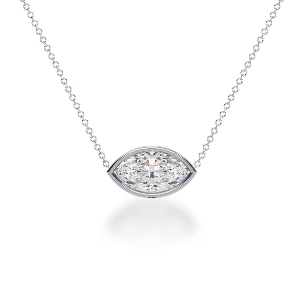 Marquise cut diamond bezel set pendant view from front 