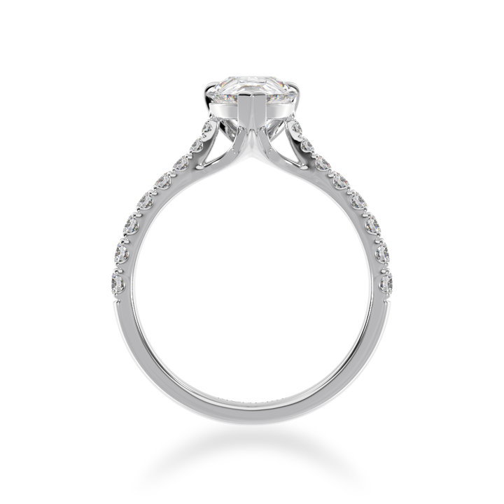 Pear shape diamond solitaire with diamond set band view from front 