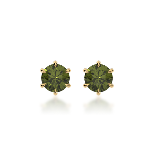 Round brilliant cut parti sapphire stud earrings view from front
