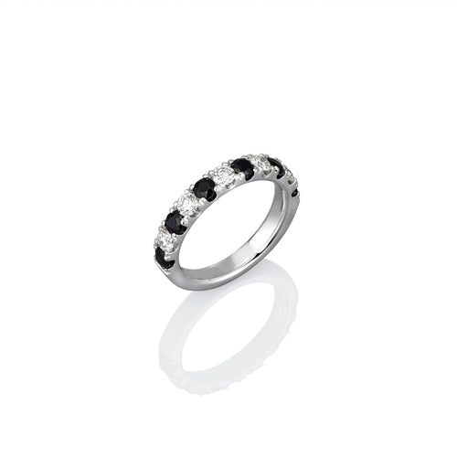Black Sapphire and White diamond Eternity ring