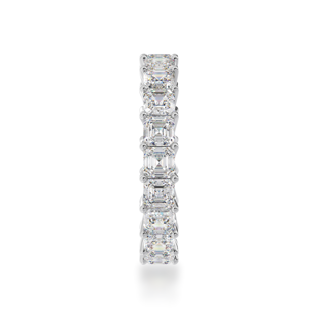 Asscher cut diamonds claw set full circle eternity ring view from side