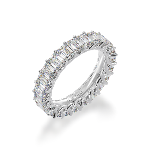 Asscher cut diamonds claw set full circle eternity ring view from angle