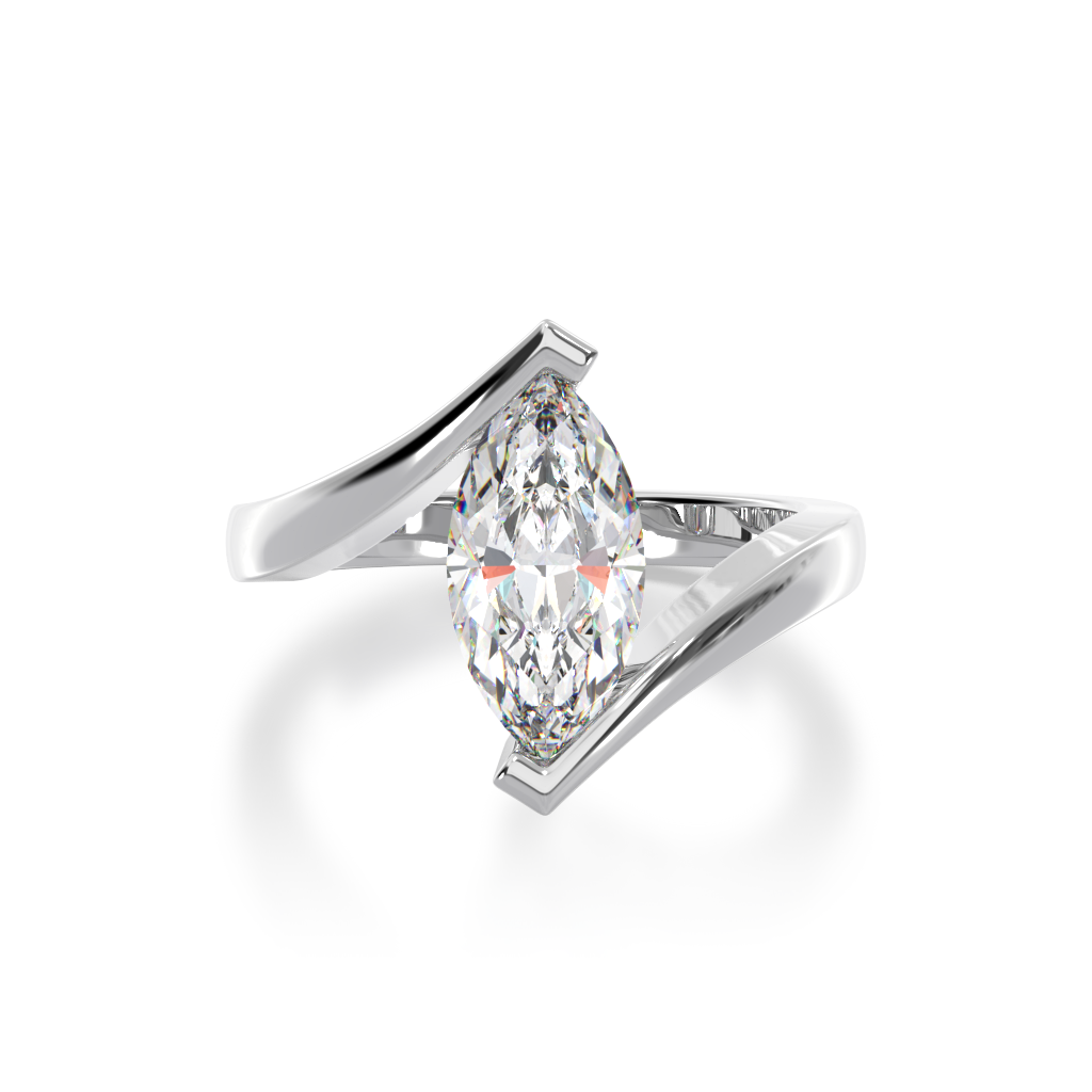 Marquise cut diamond solitaire set in white gold bordeaux design