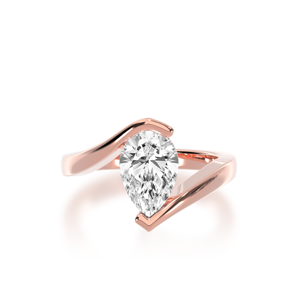 Pear shaped diamond solitaire set in rose gold bordeaux design