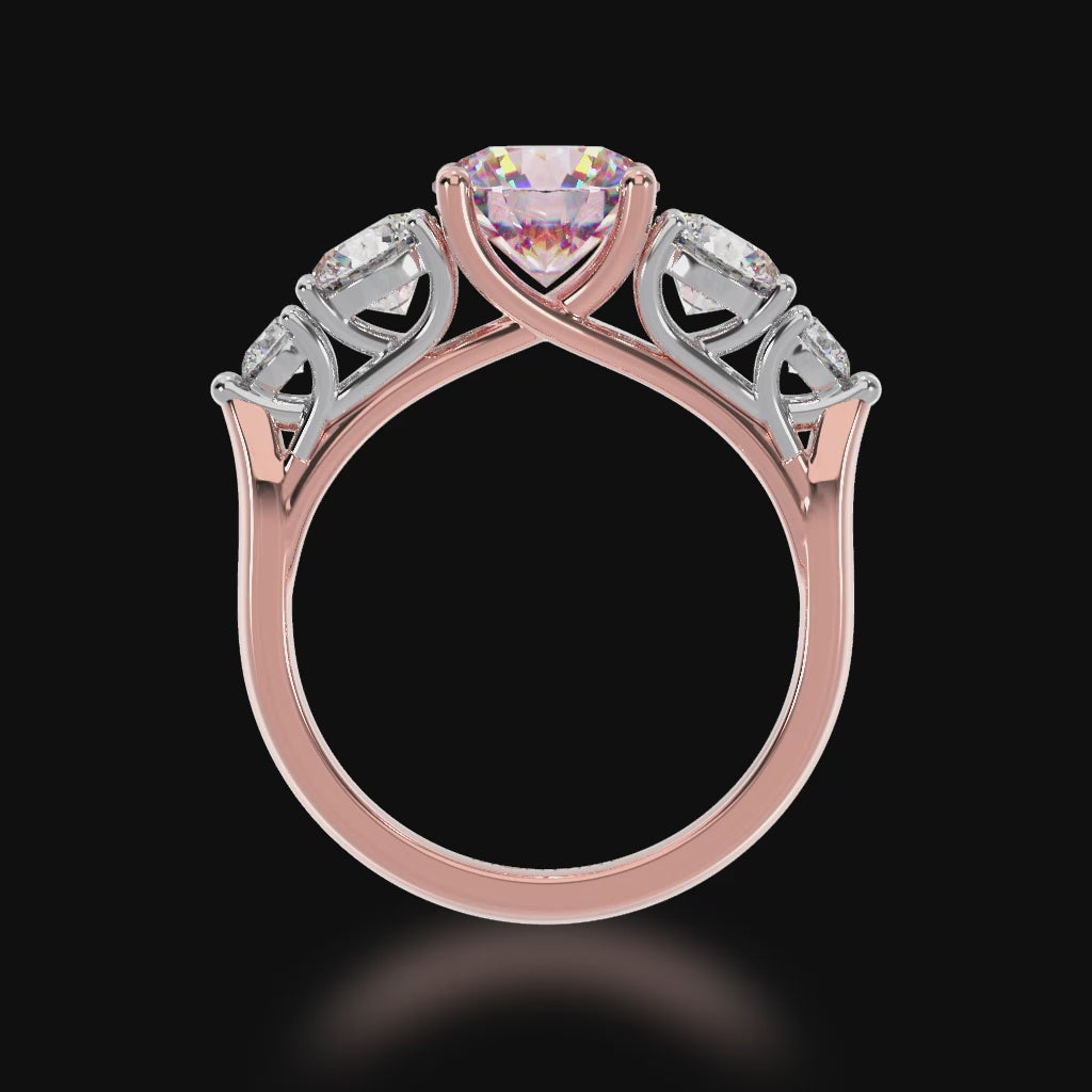 5 stone brilliant cut Pink Sapphire and diamond ring 3d video