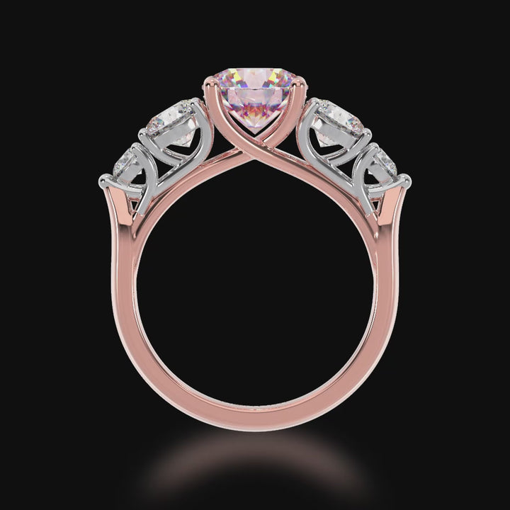 5 stone brilliant cut Pink Sapphire and diamond ring 3d video