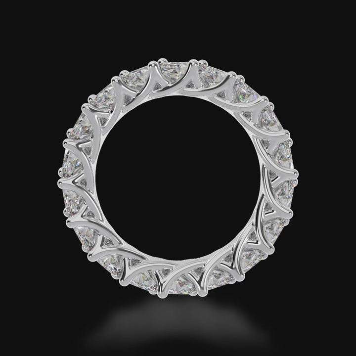Pear shaped diamonds claw set full circle eternity band 3d video