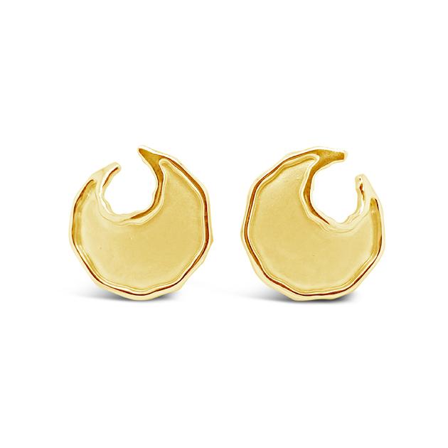 Cresent moon design earrings view from front