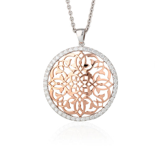 'Mandala' large mosaic collection diamond pendant