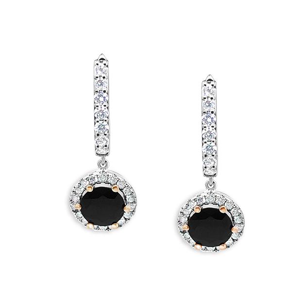 Black sapphire and diamond earrings Clearance