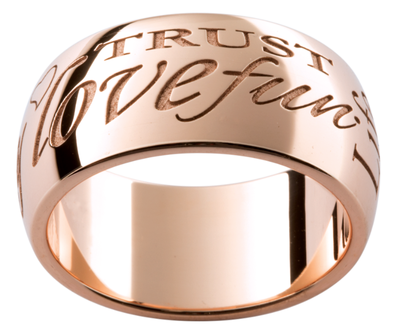 Mens 18ct engraved rose gold wedding ring