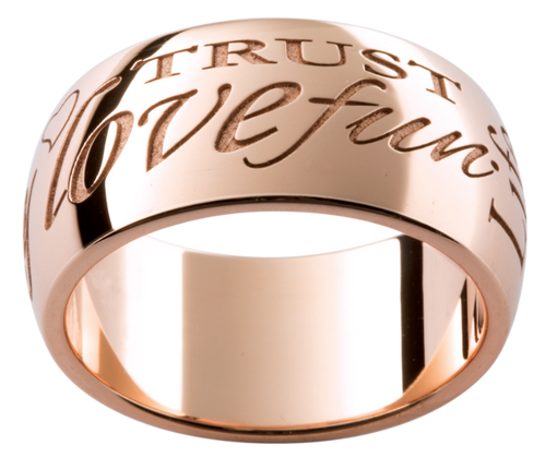 Mens 18ct engraved rose gold wedding ring.