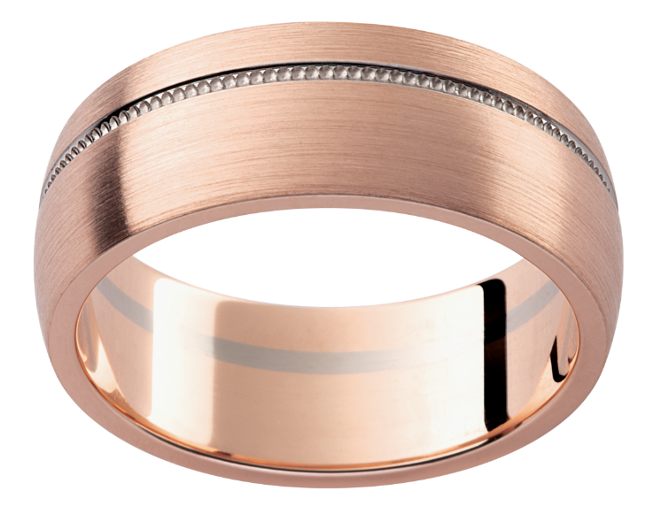 Mens 18ct textured rose gold wedding ring