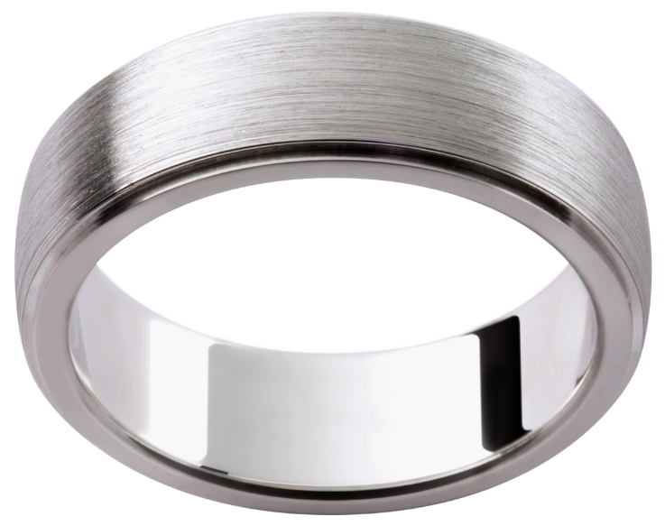 Mens 18ct textured white gold wedding ring