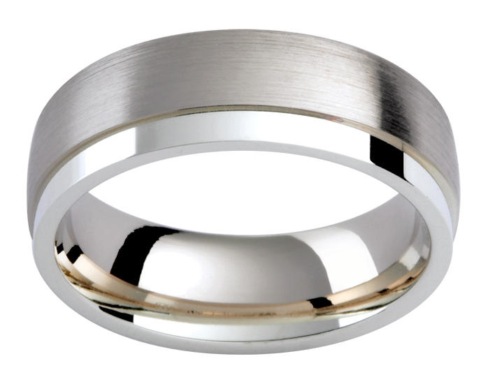 Mens 18ct textured white gold wedding ring