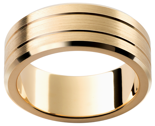 Mens 18ct textured yellow gold wedding ring