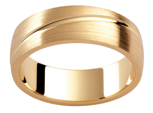 Mens 18ct textured yellow gold wedding ring