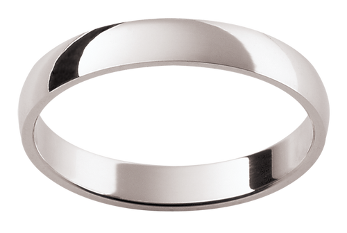 Mens low half round 18ct white gold wedding ring