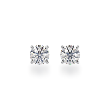 A pair of white diamond Stud Earrings on a white background