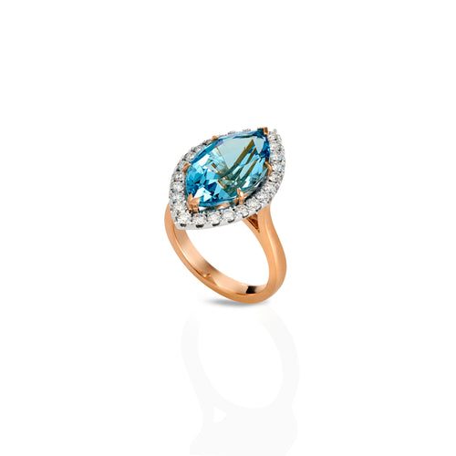 Marquise cut Aquamarine and diamond dress ring