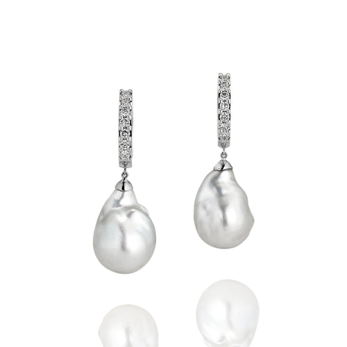 Diamond South Sea Pearl Drop earrings