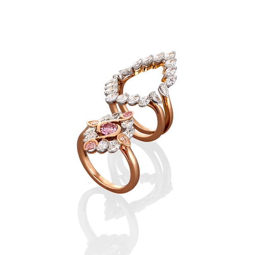 Argyle Pink and white diamond ring with detachable skirt from our Victoria Rose collection