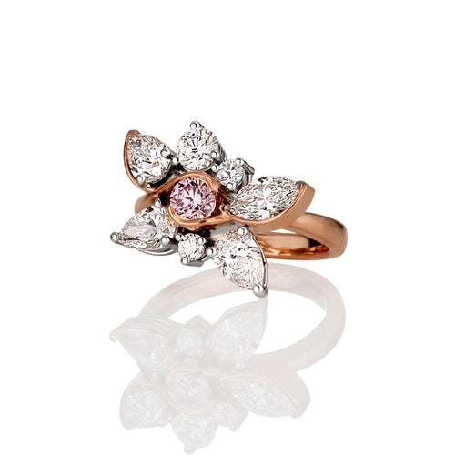 Argyle Pink and white diamond ring from the Victoria Rose collection