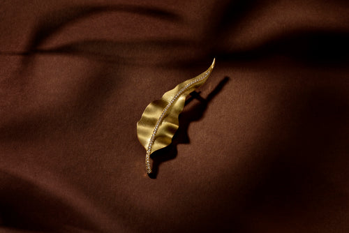 Yellow Gold Fern Leaf Brooch