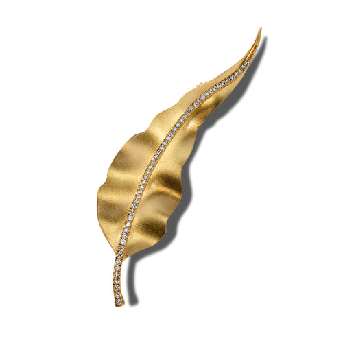 Yellow Gold Fern Leaf Brooch
