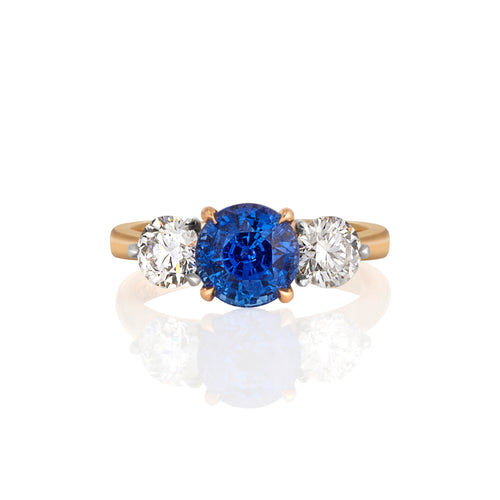Blue Sapphire and Diamond Ring