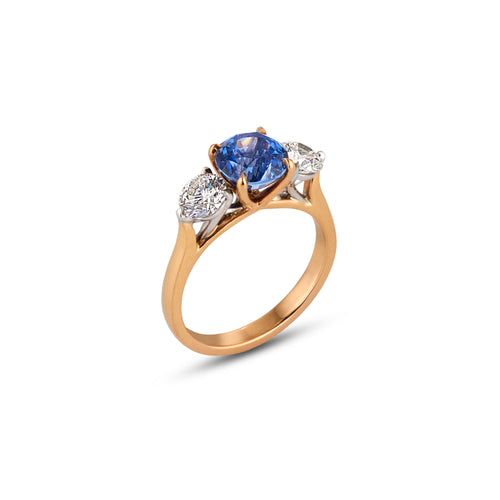 Blue Sapphire and Diamond Ring