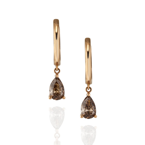 Argyle Cognac Diamond Pear Shaped Drop Earrings