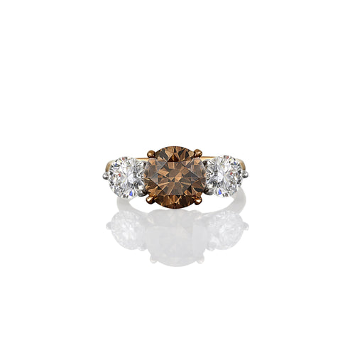 Argyle Cognac Diamond and White Diamond Trilogy ring