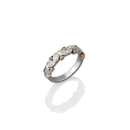 Argyle Pink and Marquise cut White Diamond Eternity Ring