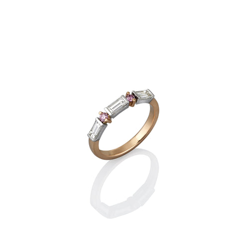 Pink Argyle and White Diamond Eternity Band