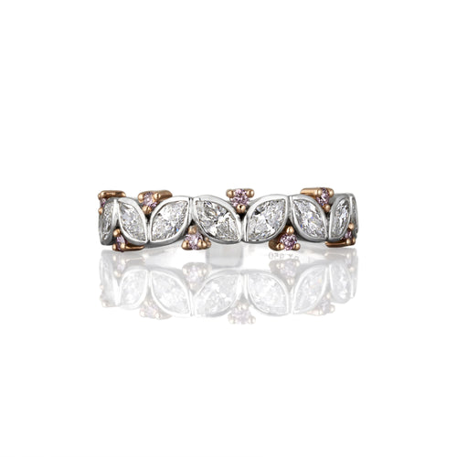 Argyle Pink and Marquise cut White Diamond Eternity Ring