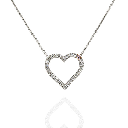 Argyle Pink and white Diamond Heart shaped Pendant
