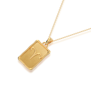 Gold Pendant with Aries Zodiac Symbol