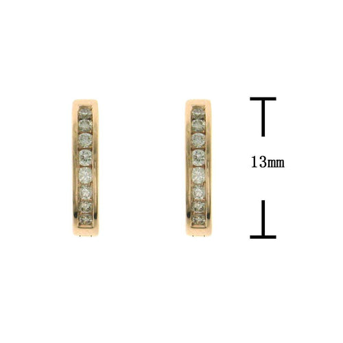 18ct rose gold channel set diamond huggie earrings 13mm