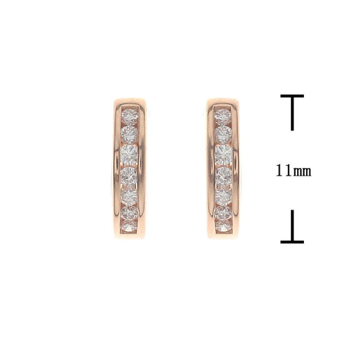 18ct rose gold channel set diamond huggie earrings 11mm