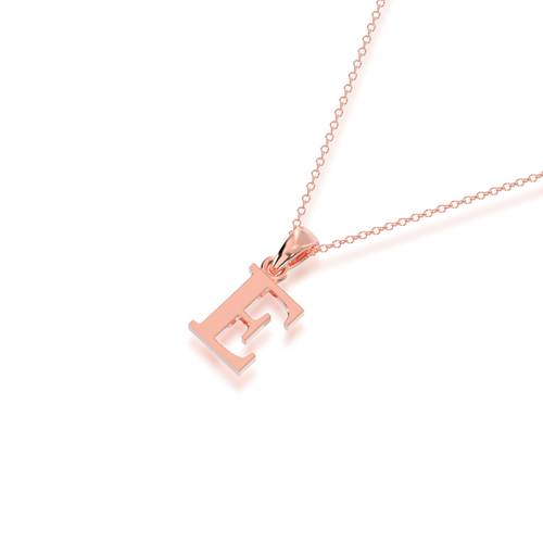 Rose gold necklace with a matching pendant on a white background
