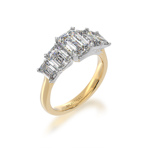 Emerald cut yellow gold 5 stone ring yellow gold